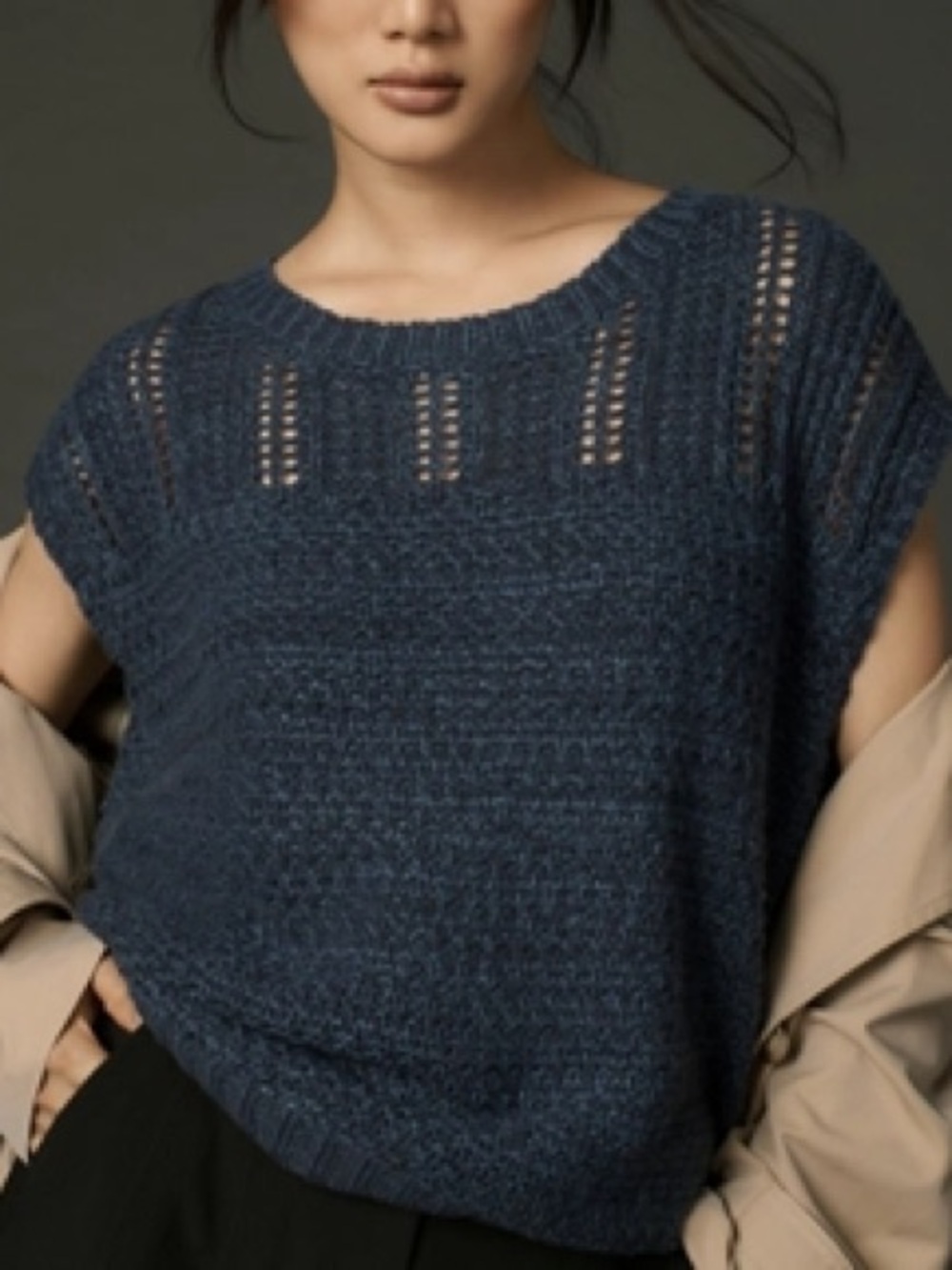 Anthropologie || self contrast Mia short sleeve sweater